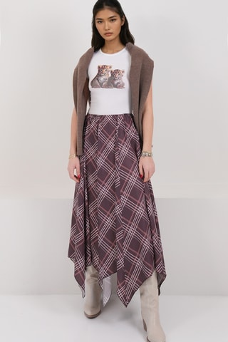 Jupe midi - Marron et violet