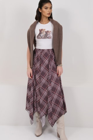 Jupe midi - Marron et violet