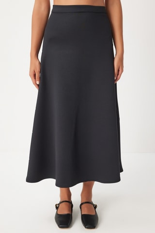Jupe midi taille haute - Noir
