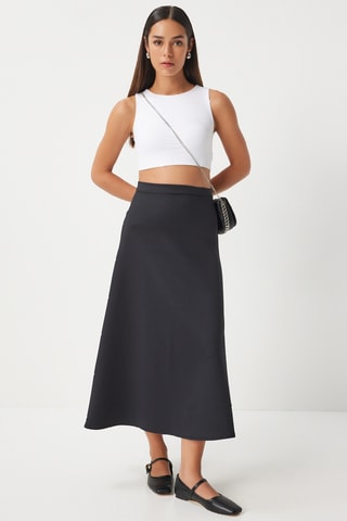 Jupe midi taille haute - Noir