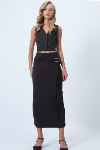 Jupe fourreaux taille haute - Marron foncé