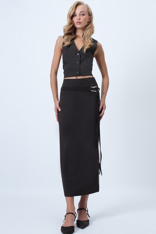 Jupe fourreaux taille haute - Marron foncé