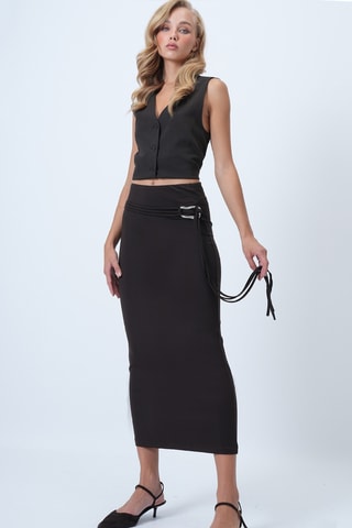 Jupe fourreaux taille haute - Marron foncé