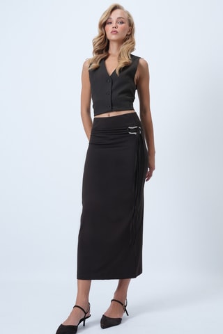 Jupe fourreaux taille haute - Marron foncé