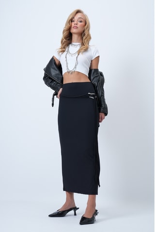 Jupe fourreaux taille haute - Noir