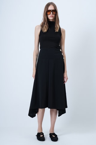 Jupe midi taille haute - Noir