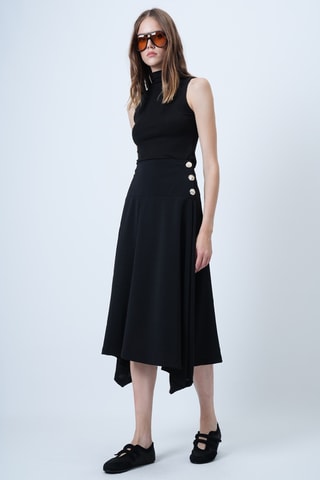 Jupe midi taille haute - Noir
