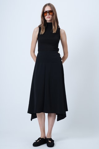 Jupe midi taille haute - Noir