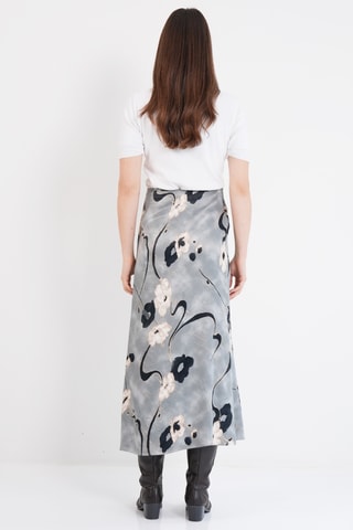 Jupe midi taille haute - Gris et bleu nuit