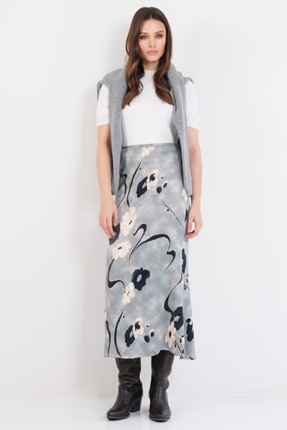 Jupe midi taille haute - Gris et bleu nuit