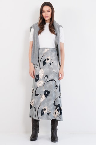 Jupe midi taille haute - Gris et bleu nuit