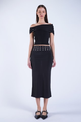 Jupe fourreaux taille haute - Noir