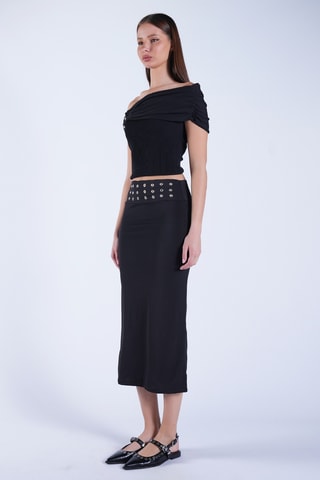 Jupe fourreaux taille haute - Noir