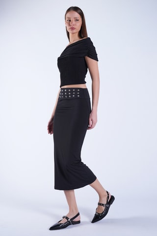 Jupe fourreaux taille haute - Noir