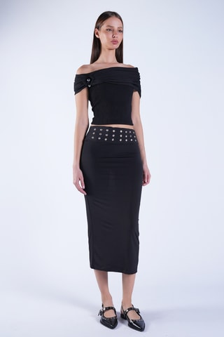 Jupe fourreaux taille haute - Noir