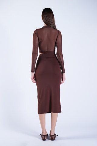 Jupe fourreaux taille haute - Marron