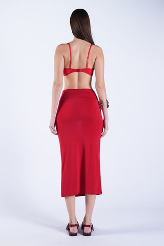 Jupe fourreaux taille haute - Rouge