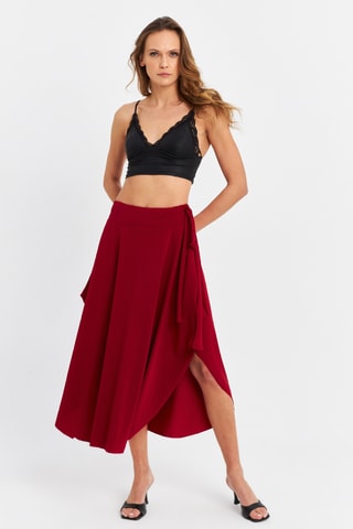 Jupe portefeuille taille haute - Bordeaux