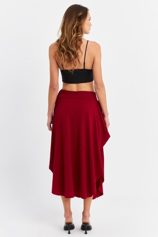 Jupe portefeuille taille haute - Bordeaux