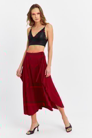 Jupe portefeuille taille haute - Bordeaux