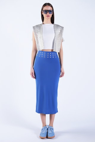 Jupe fourreaux taille haute - Indigo