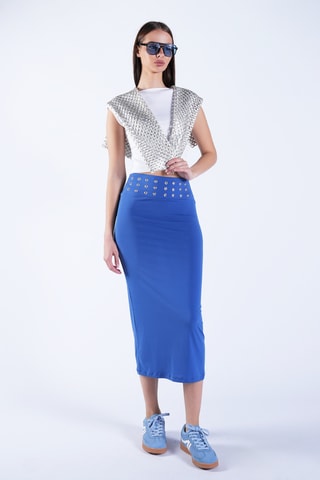 Jupe fourreaux taille haute - Indigo