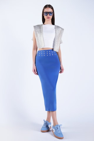 Jupe fourreaux taille haute - Indigo