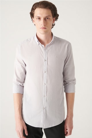 Chemise slim - Gris clair