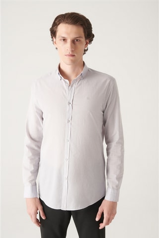 Chemise slim - Gris clair