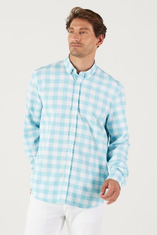 Chemise slim - Ciel et blanc