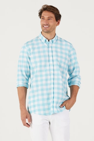 Chemise slim - Ciel et blanc