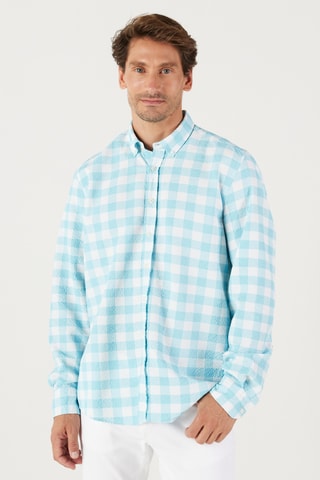 Chemise slim - Ciel et blanc