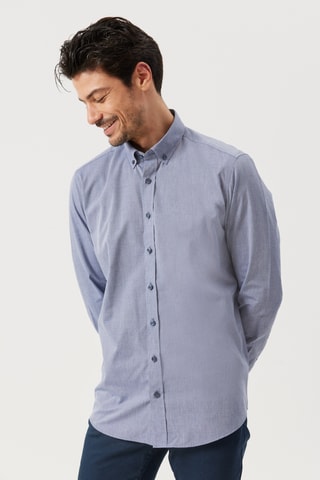 Chemise slim - Bleu marine chiné
