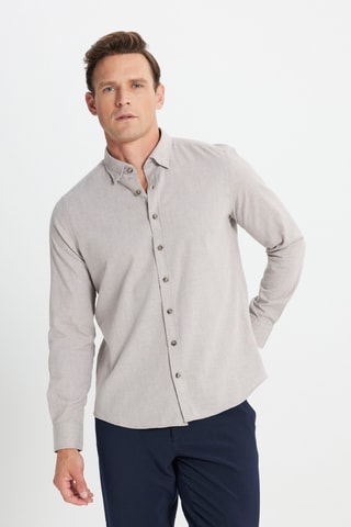 Chemise slim - Marron chiné