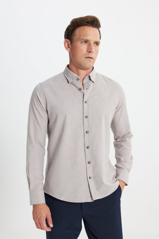 Chemise slim - Marron chiné