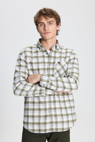 Chemise slim - Blanc et kaki