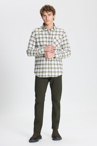 Chemise slim - Blanc et kaki