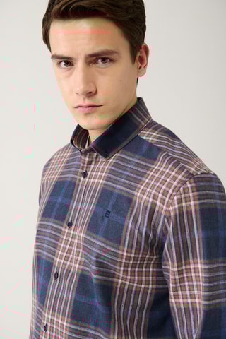 Chemise - Bleu marine et marron