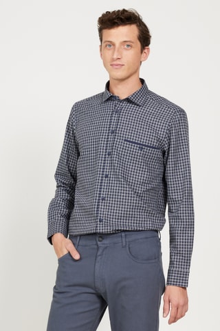 Chemise slim - Bleu marine et gris foncé