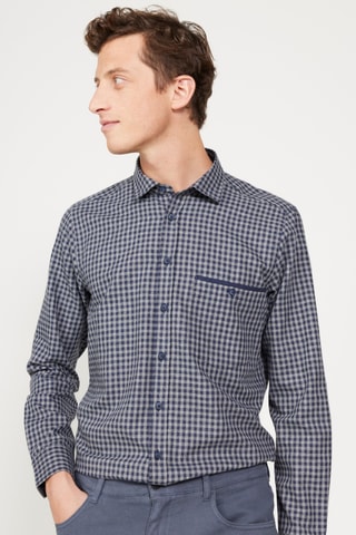 Chemise slim - Bleu marine et gris foncé