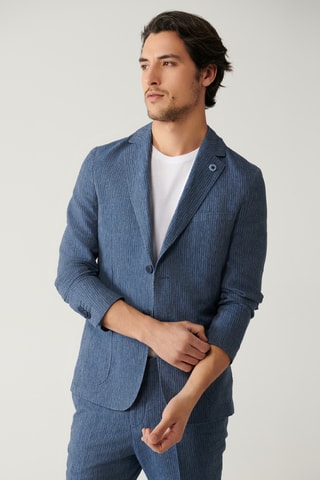 Veste en lin - Bleu marine
