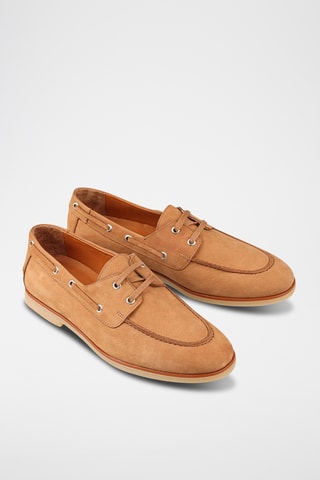 Chaussures bateau en nubuck - Marron