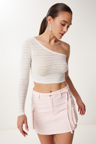 Crop top asymétrique - Blanc