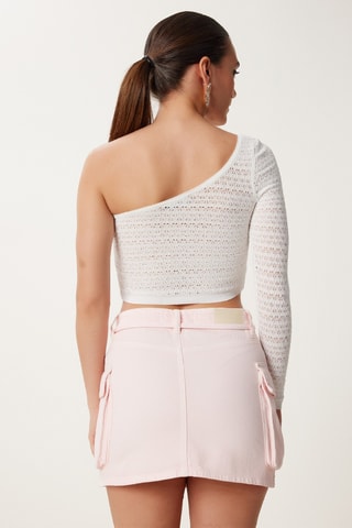 Crop top asymétrique - Blanc