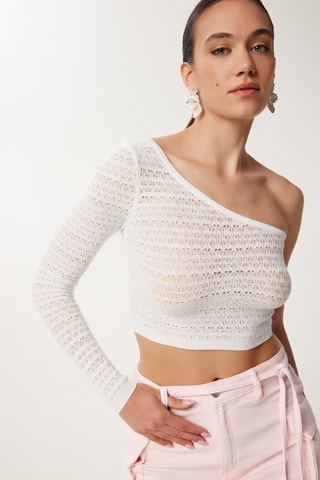 Crop top asymétrique - Blanc