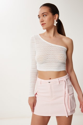 Crop top asymétrique - Blanc