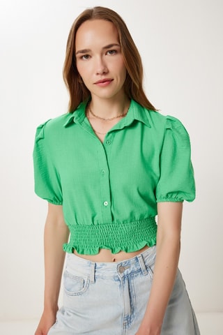Crop top en lin - Vert