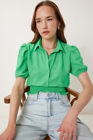 Crop top en lin - Vert