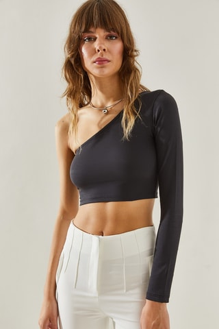 Crop top asymétrique - Anthracite