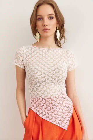 Top en dentelle - Blanc